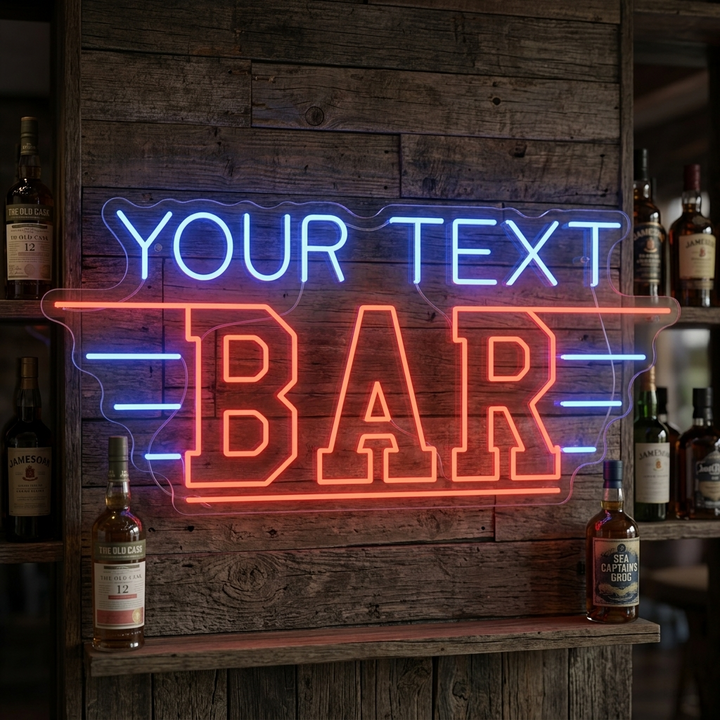 "Custom Bar" Letrero de neón