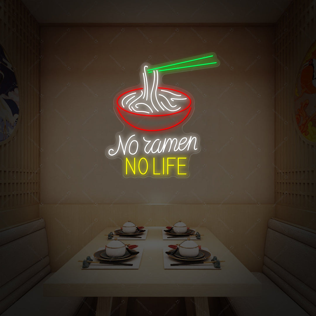 No Ramen No Life Letrero de neón, Decoración de restaurantes japoneses