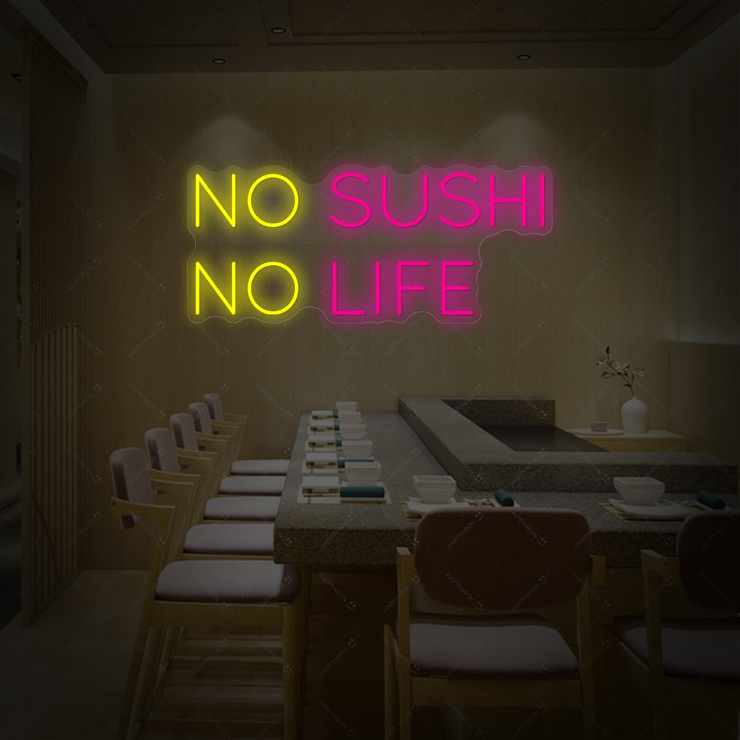 No Sushi No Life Letrero de neón, Decoración japonesa para restaurantes