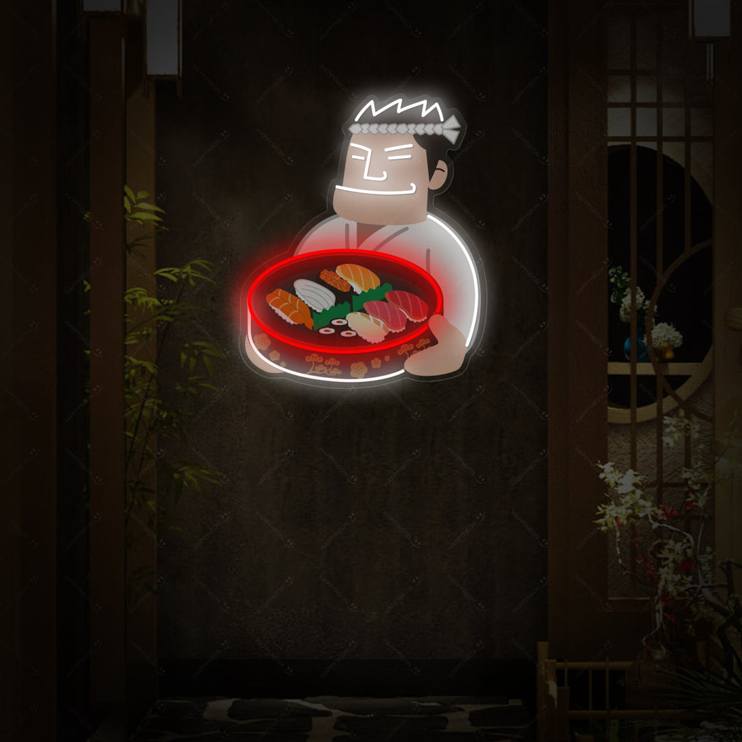 Sushi Chef Letrero de neón, Decoración de restaurantes japoneses