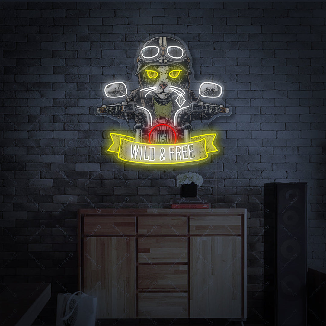 "gato y motocicleta" Letrero de neón