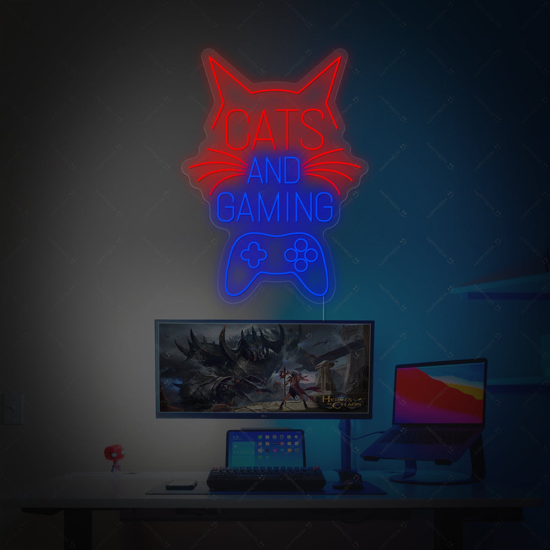 "Cats And Gaming" Letrero de neón