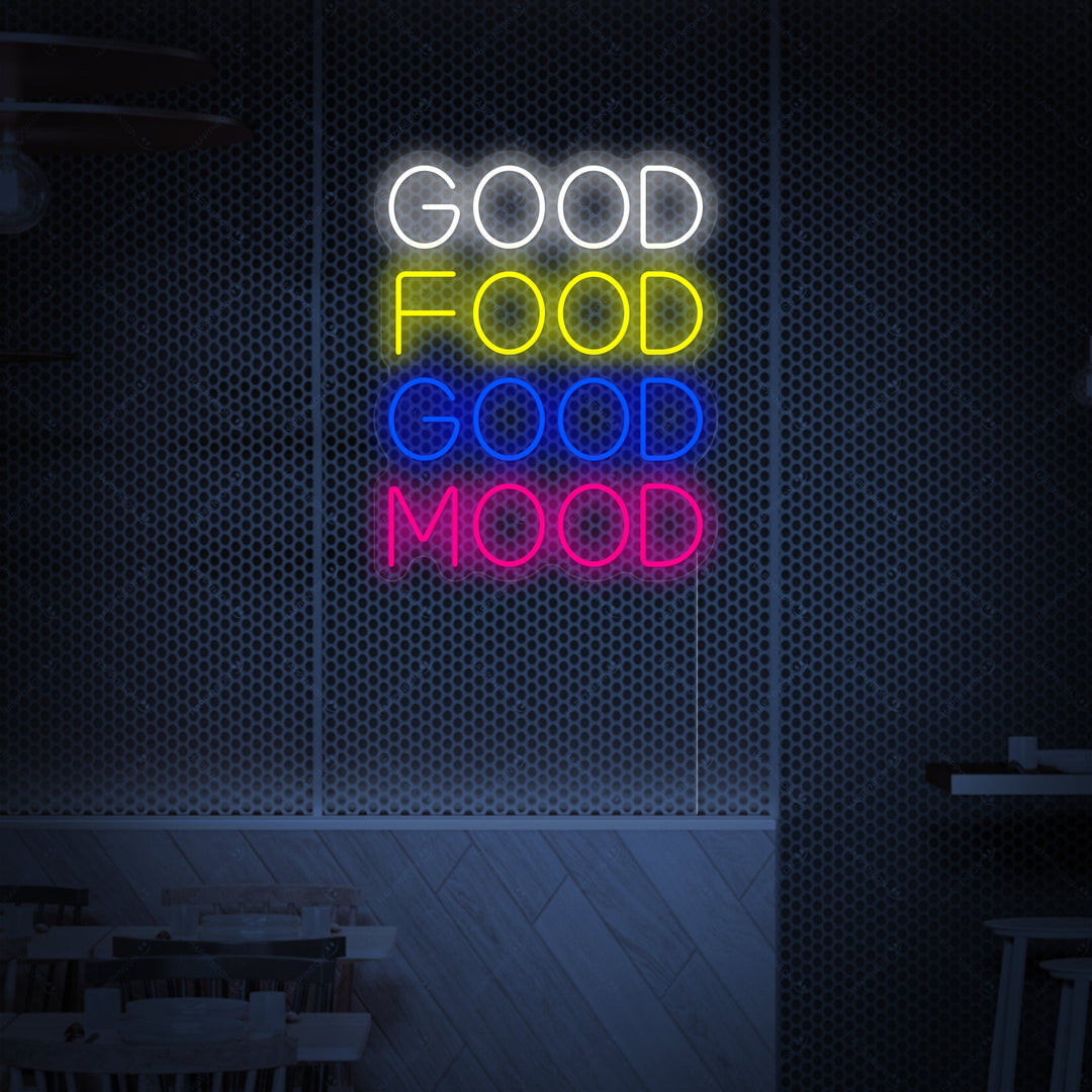 "Good Food Good Mood" Letrero de neón