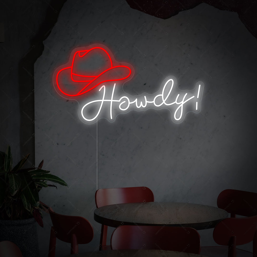 "Howdy" Letrero de neón