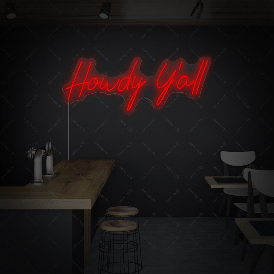 "Howdy Y'all" Letrero de neón