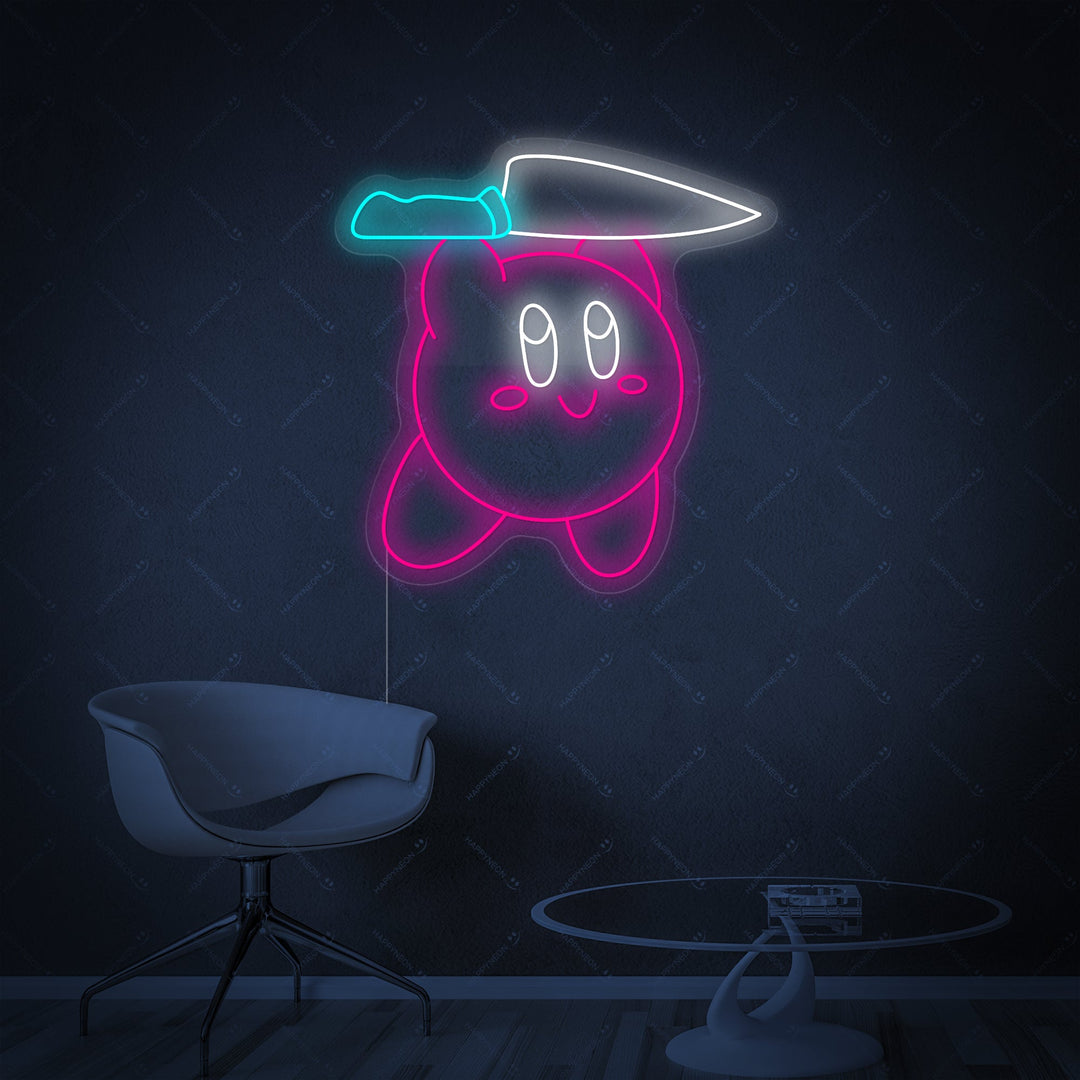 "Kirby con un cuchillo" Letrero de neón