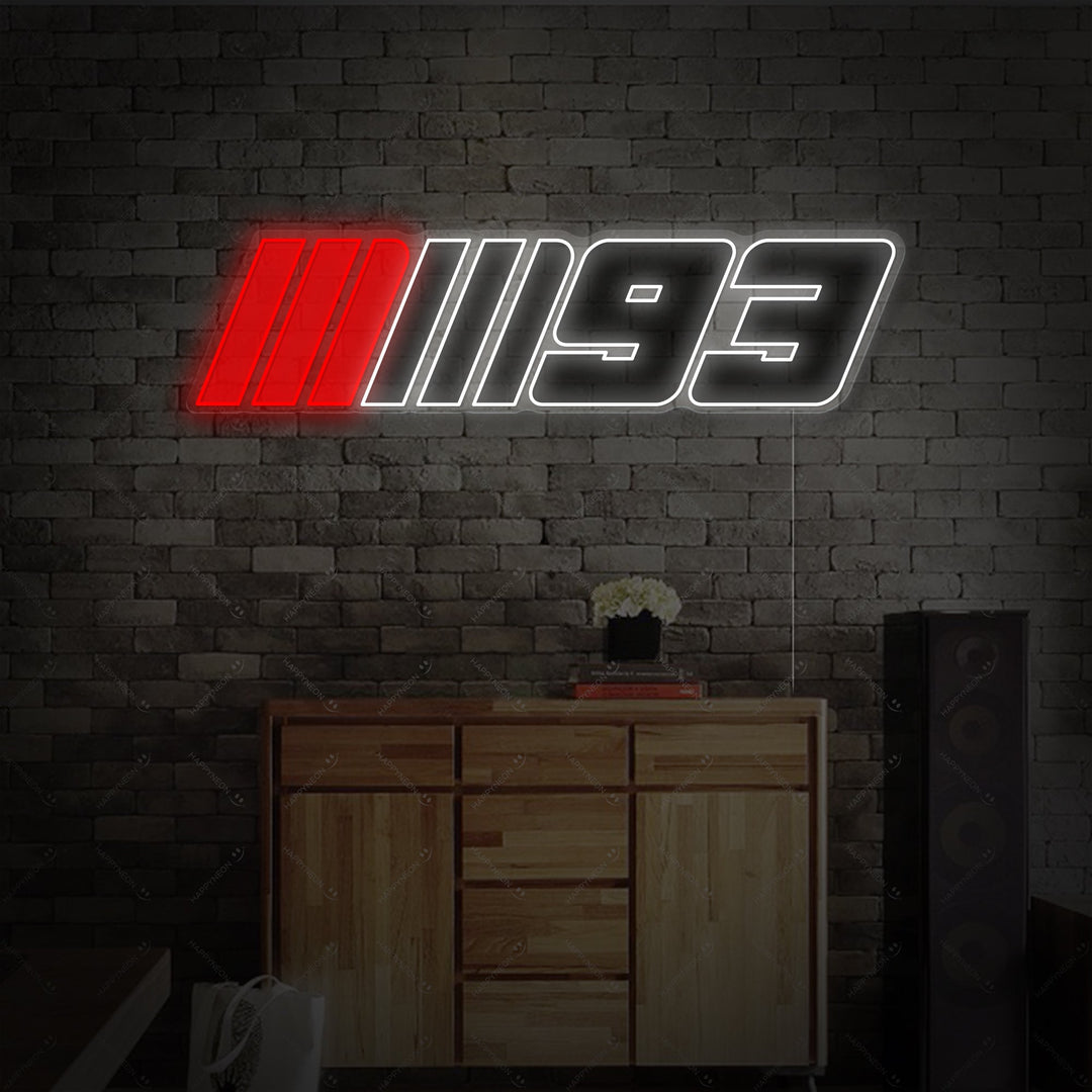 "Logotipo de la carrera Marc Márquez 93" Letrero de neón
