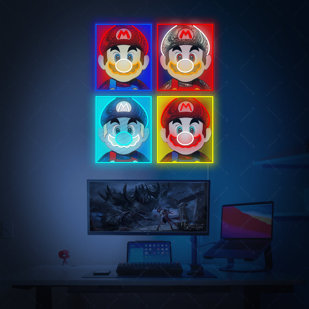 "Mario Video Game Pop Art" Letrero de neón