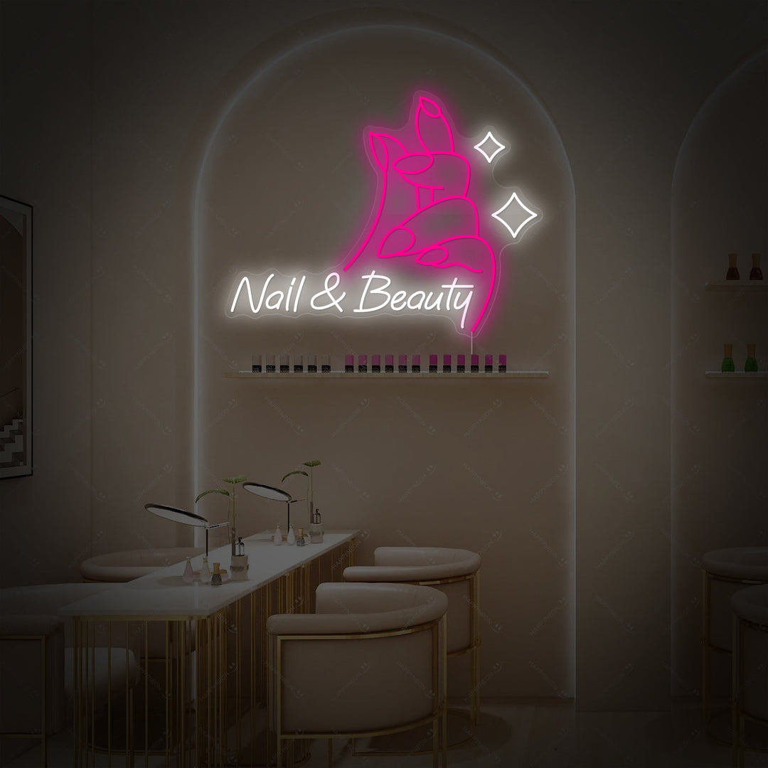 "Nail & Beauty" Letrero de neón