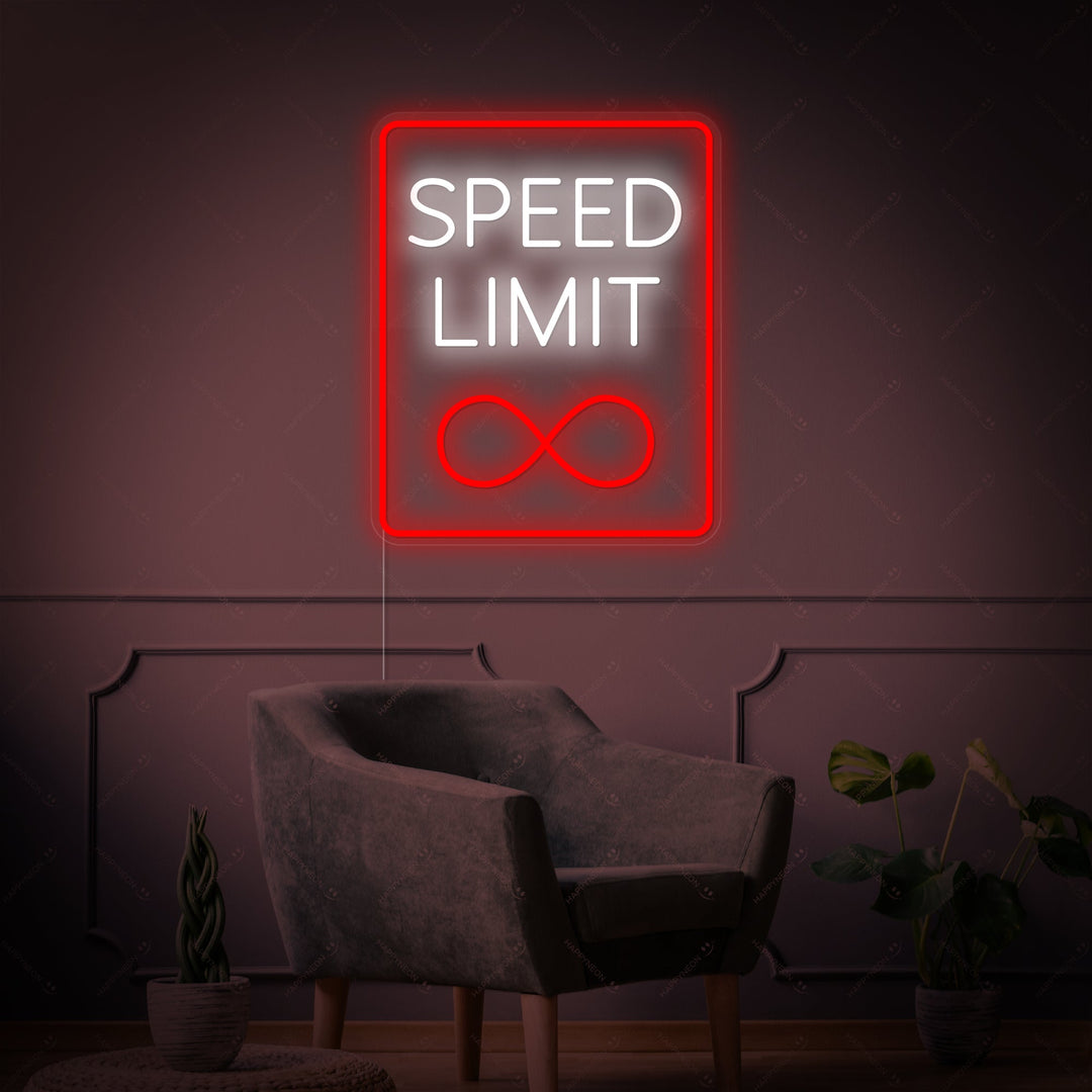 "Speed Limit Infinity" Letrero de neón