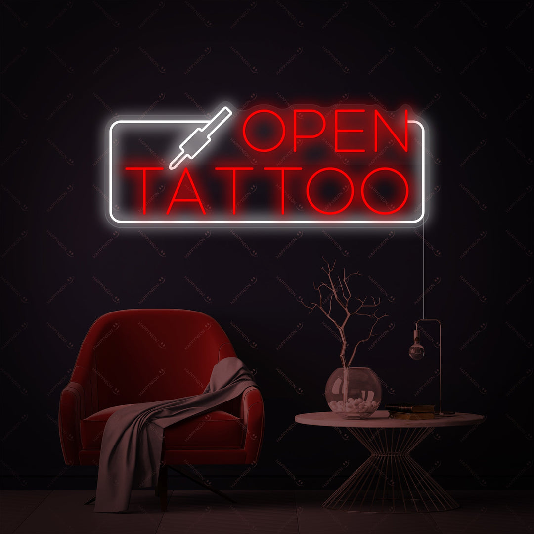 "Tattoo Open" Letrero de neón
