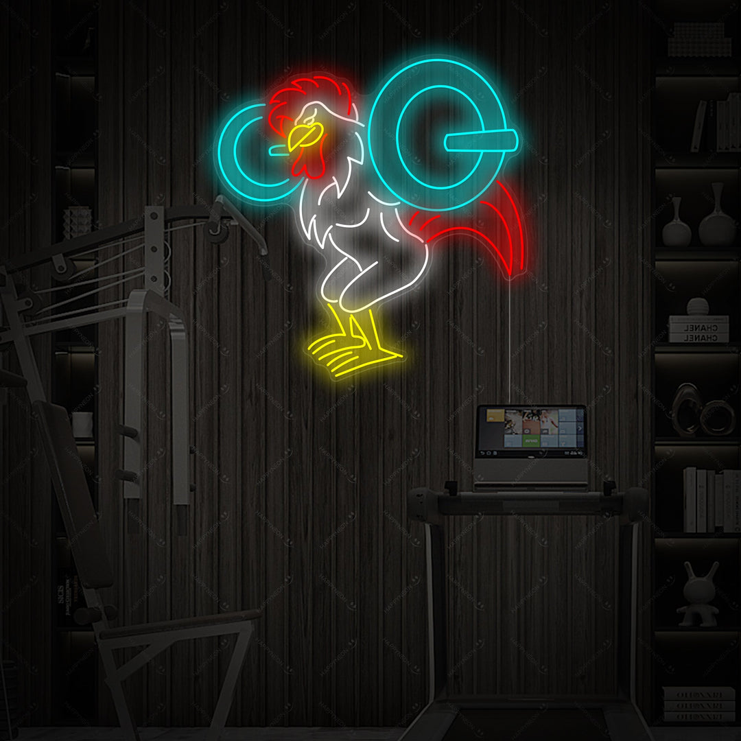 "Workout Rooster" Letrero de neón