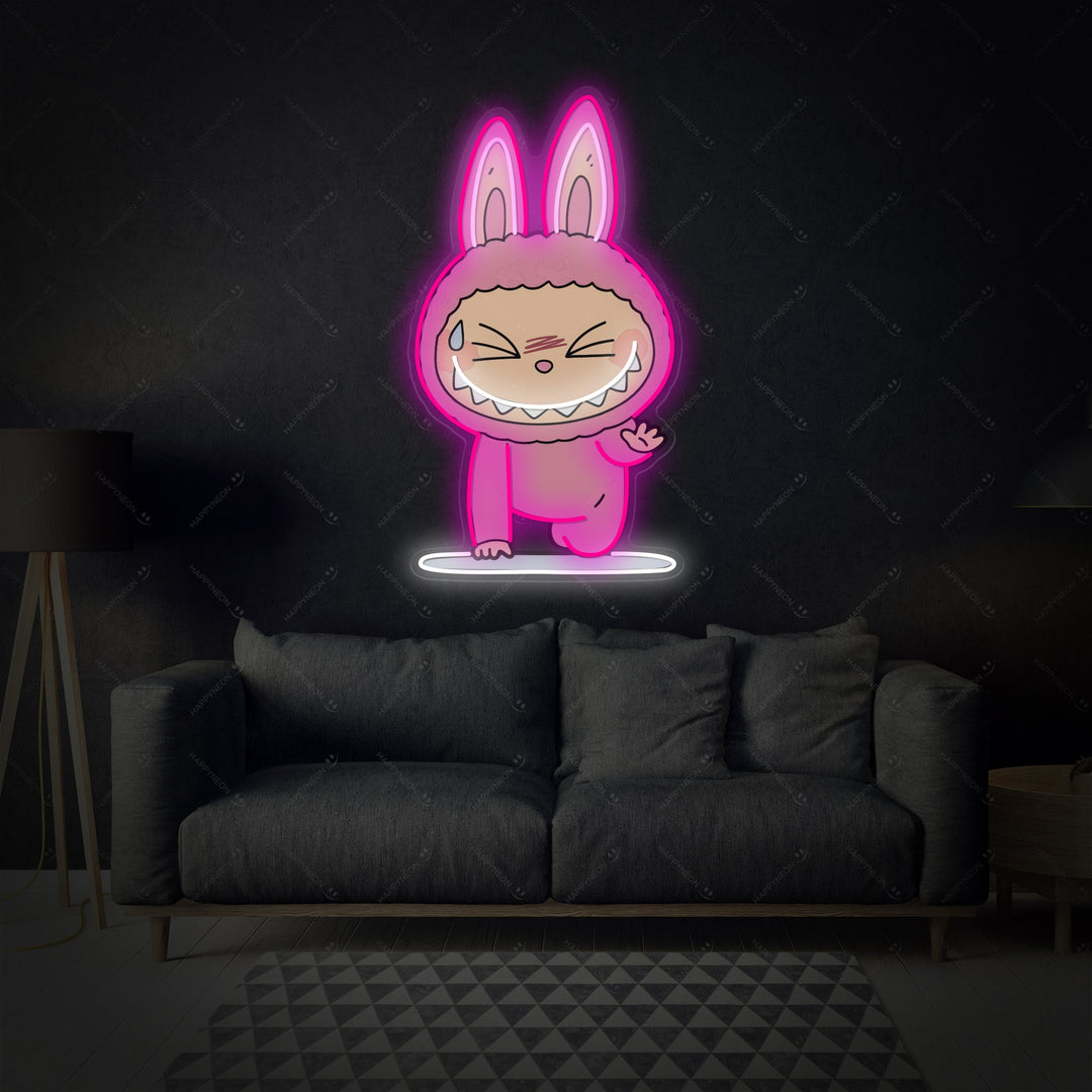 "Yoga Monster Labubu" Letrero de neón