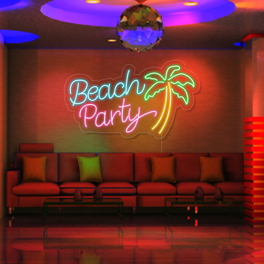 "Beach Party, Palmera" Letreros Neon