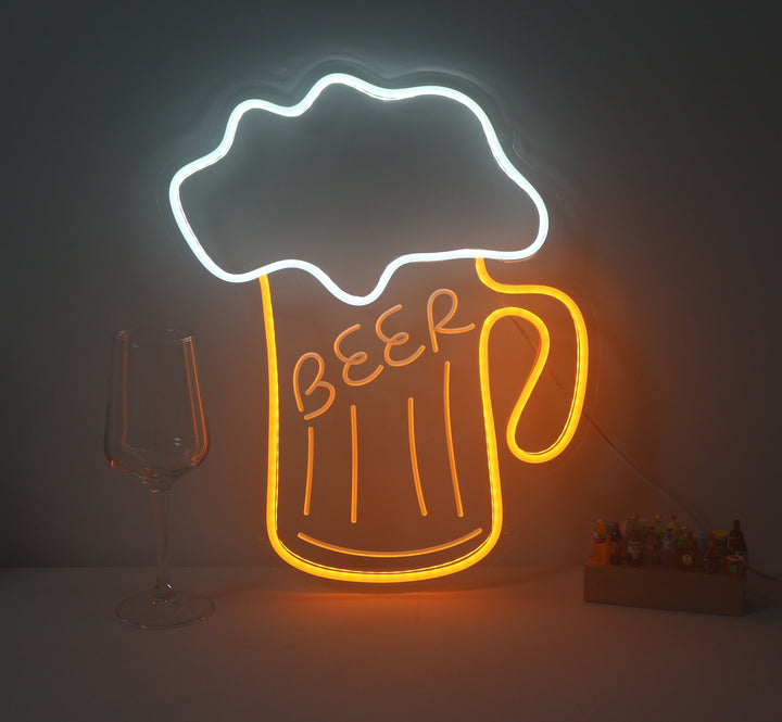 "Beer, Jarra de Cerveza" Mini Letreros Neon