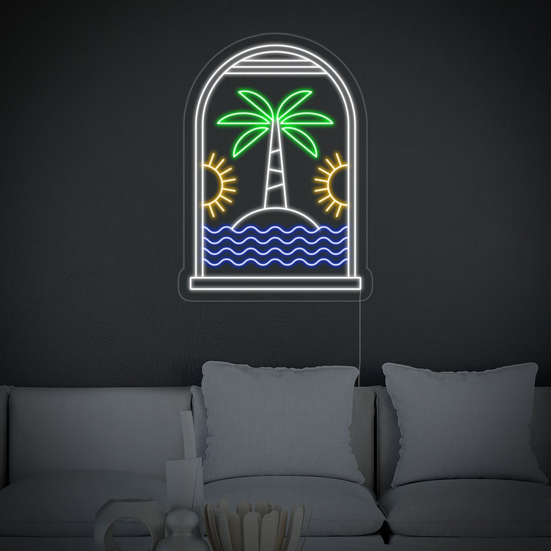 "Arbol De Plam De Bohemia Sol Agua" Letreros Neon