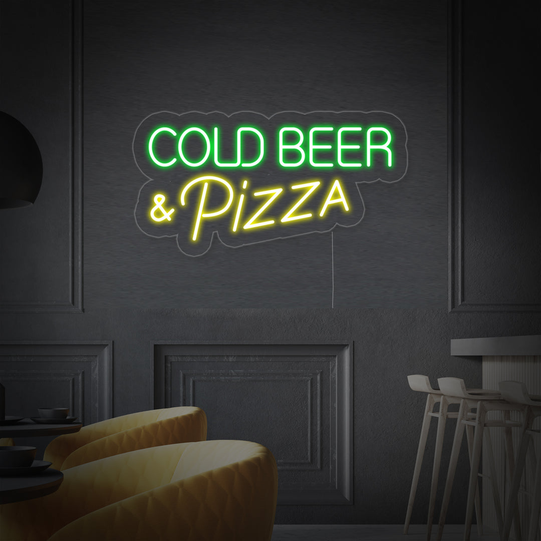 "Cold Beer Pizza" Letreros Neon
