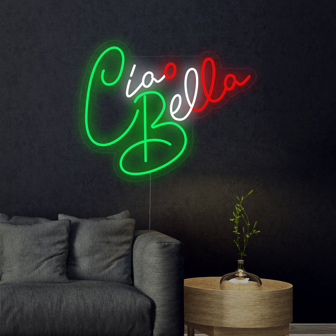 "Ciao Bella Hello Beautiful" Letreros Neon