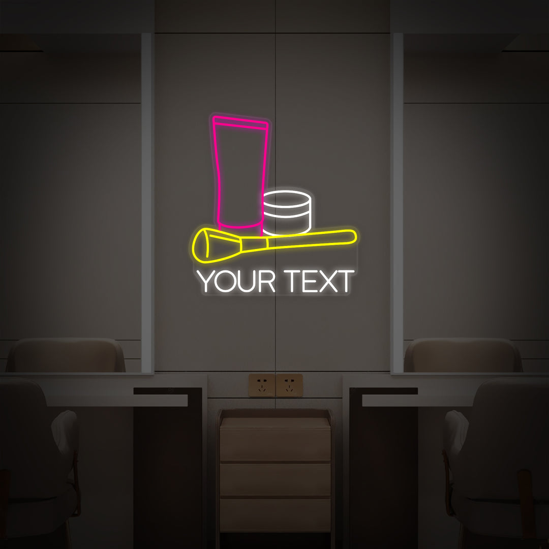 "Texto Personalizado Y Salón De Belleza De Maquillaje Cosmético" Letreros Neon