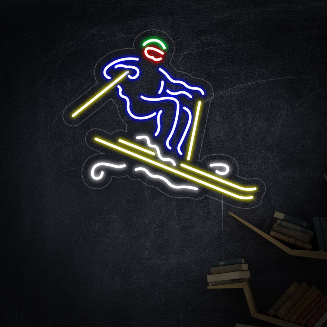 "Esquiador Alpino Artesanal" Letreros Neon