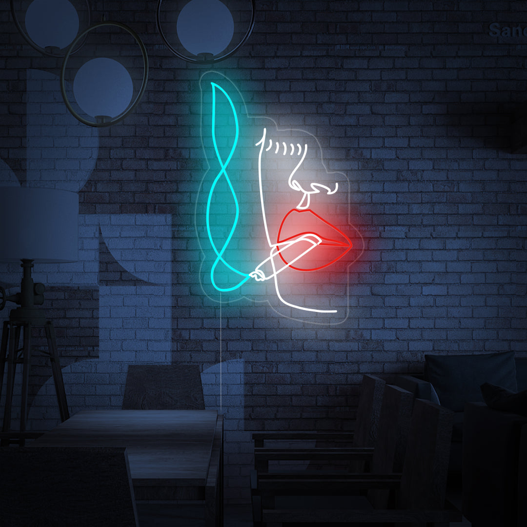 "Cara De La Mujer Fumadora" Letreros Neon