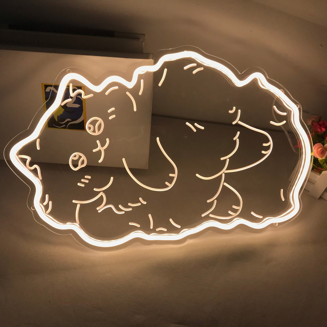 "Gato Gordito, Dibujo animado" Mini Letreros Neon