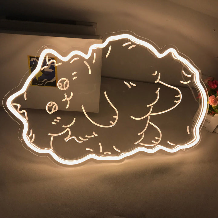 "Gato Gordito, Dibujo animado" Mini Letreros Neon