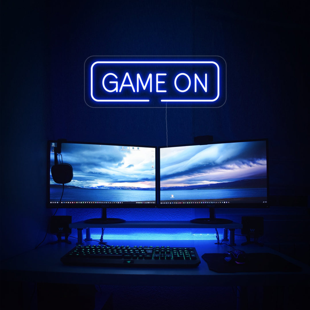 "Game On, Arte De Pared De Juegos" Letreros Neon