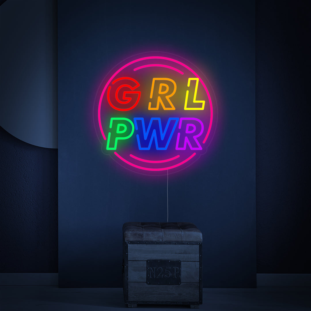 "Girl Power with Circle" Letreros Neon
