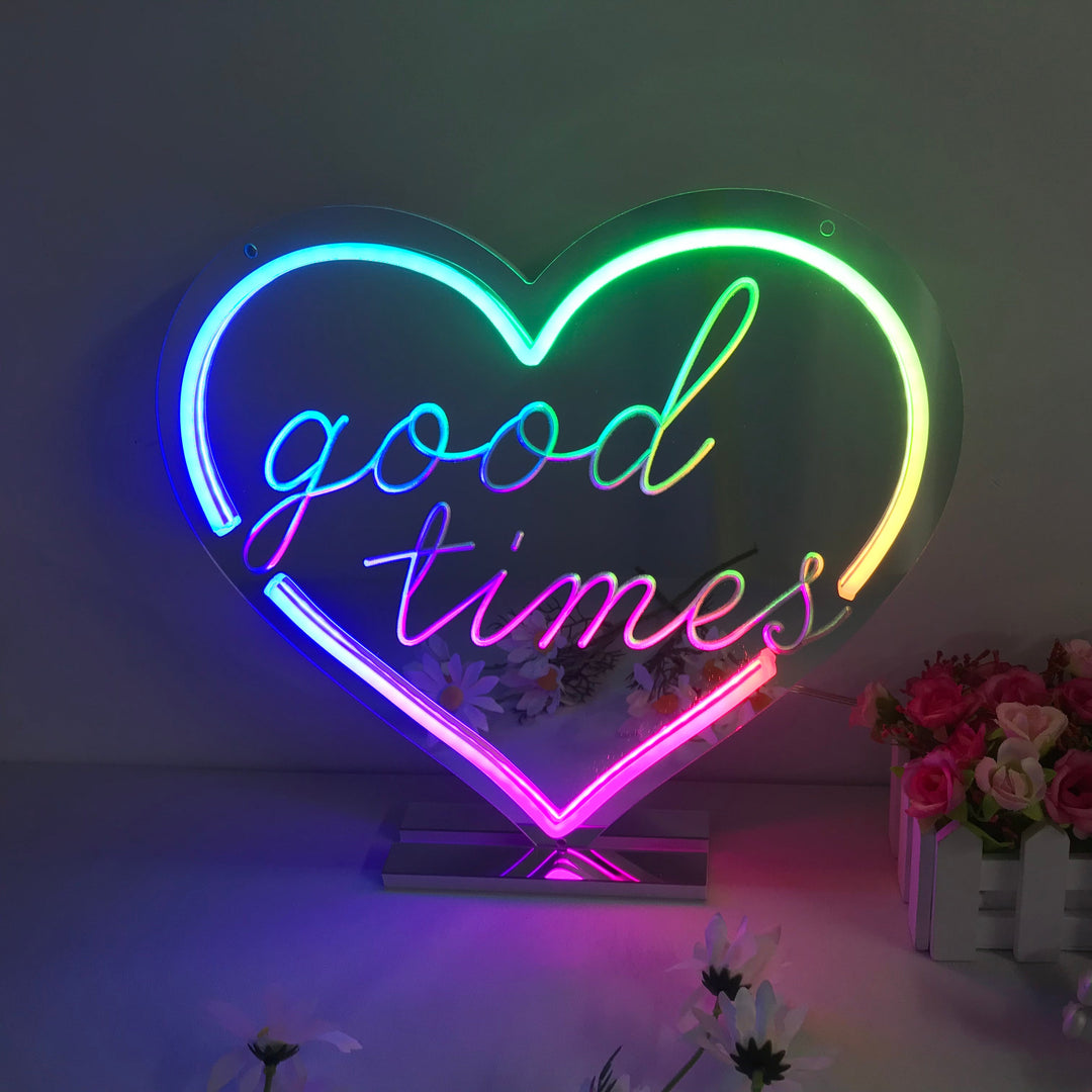 "Good Times, Cambio De Color Soñador" Espejo con Letreros Neon