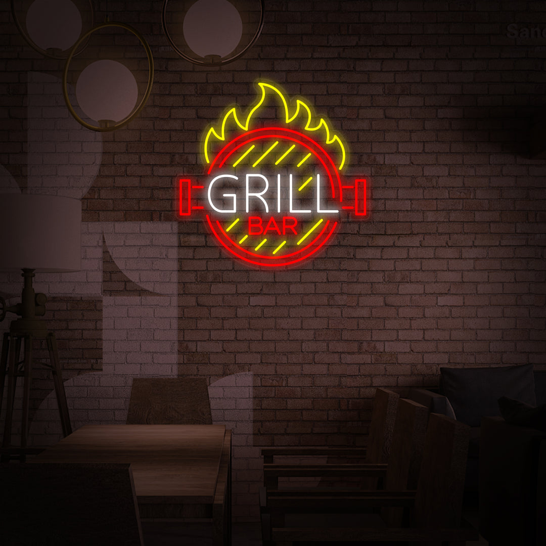"GRILL, Barbacoa Bar" Letreros Neon