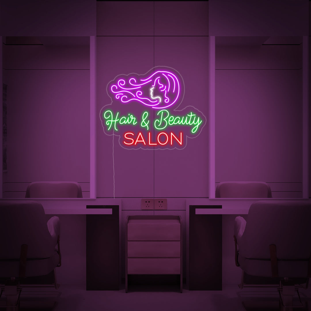 "Hair Salon Hair Beauty Salon" Letreros Neon