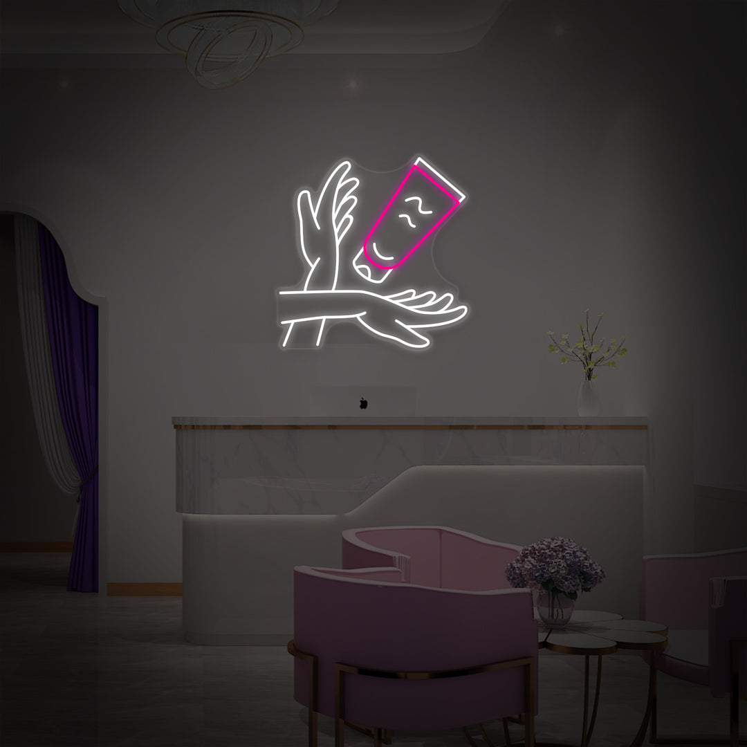 "Cuidado De Las Manos" Letreros Neon