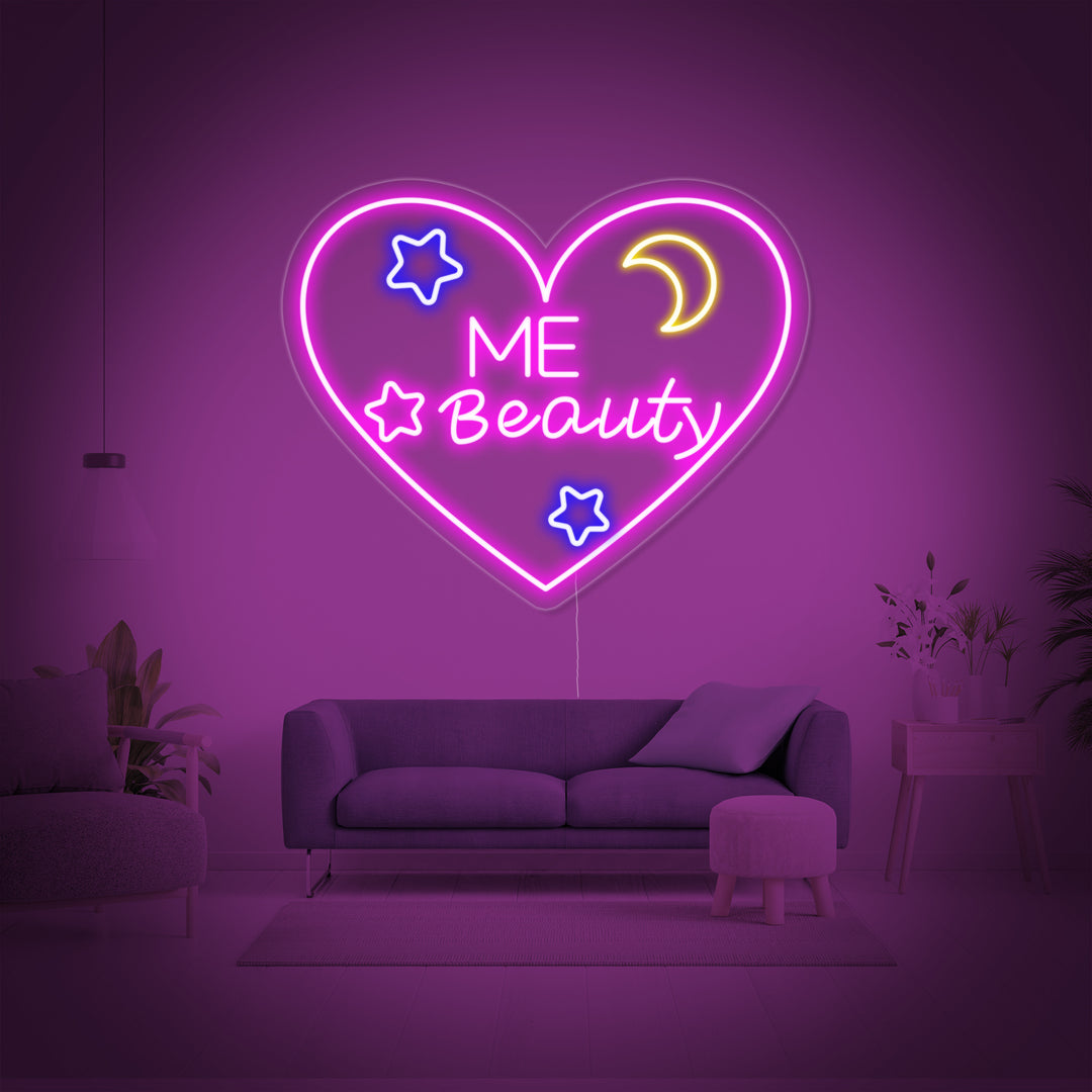 "Corazón, Amor, Me Beauty" Letreros Neon