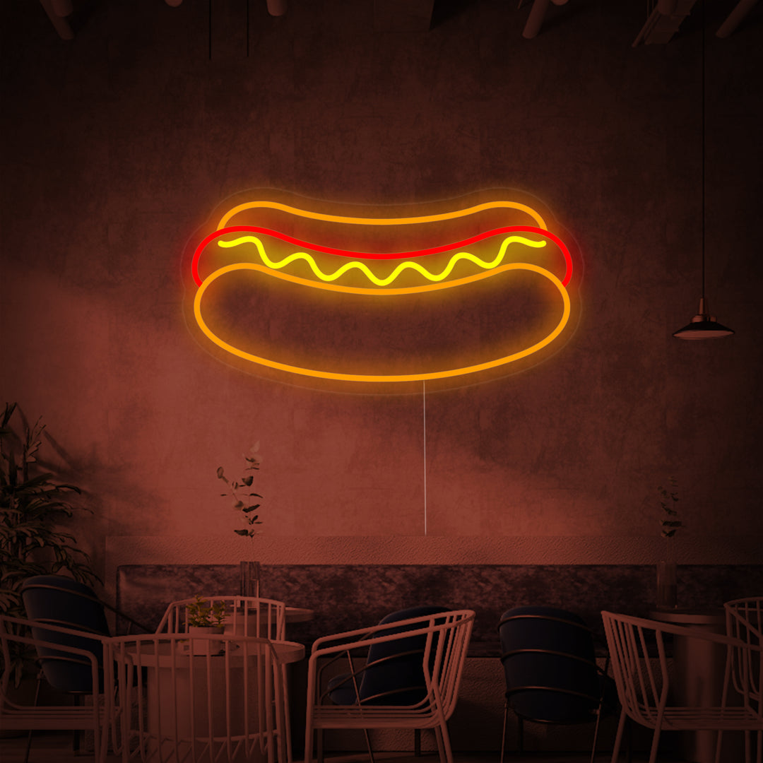"Comida De Restaurante De Hot Dogs" Letreros Neon