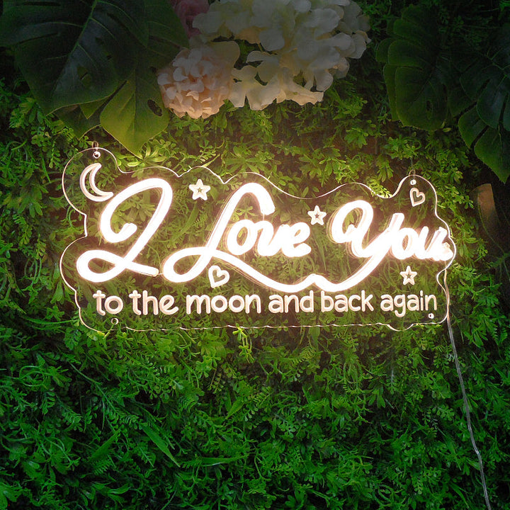 "I Love You To The Moon And Back Again" Mini Letreros Neon