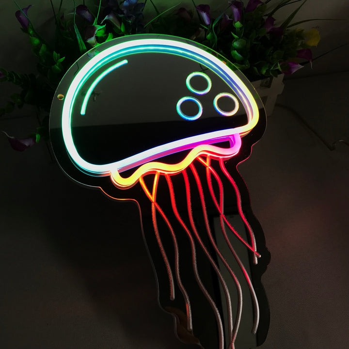 "Medusa, Cambio De Color Soñador" Espejo con Letreros Neon