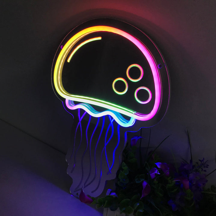 "Medusa, Cambio De Color Soñador" Espejo con Letreros Neon
