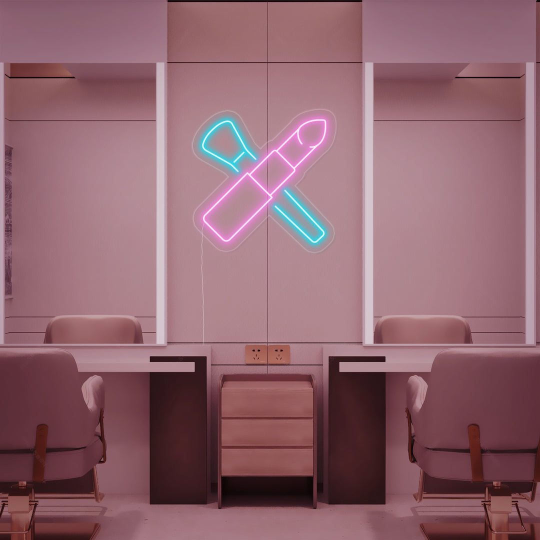 "Brochas De Maquillaje, Lápiz Labial" Letreros Neon