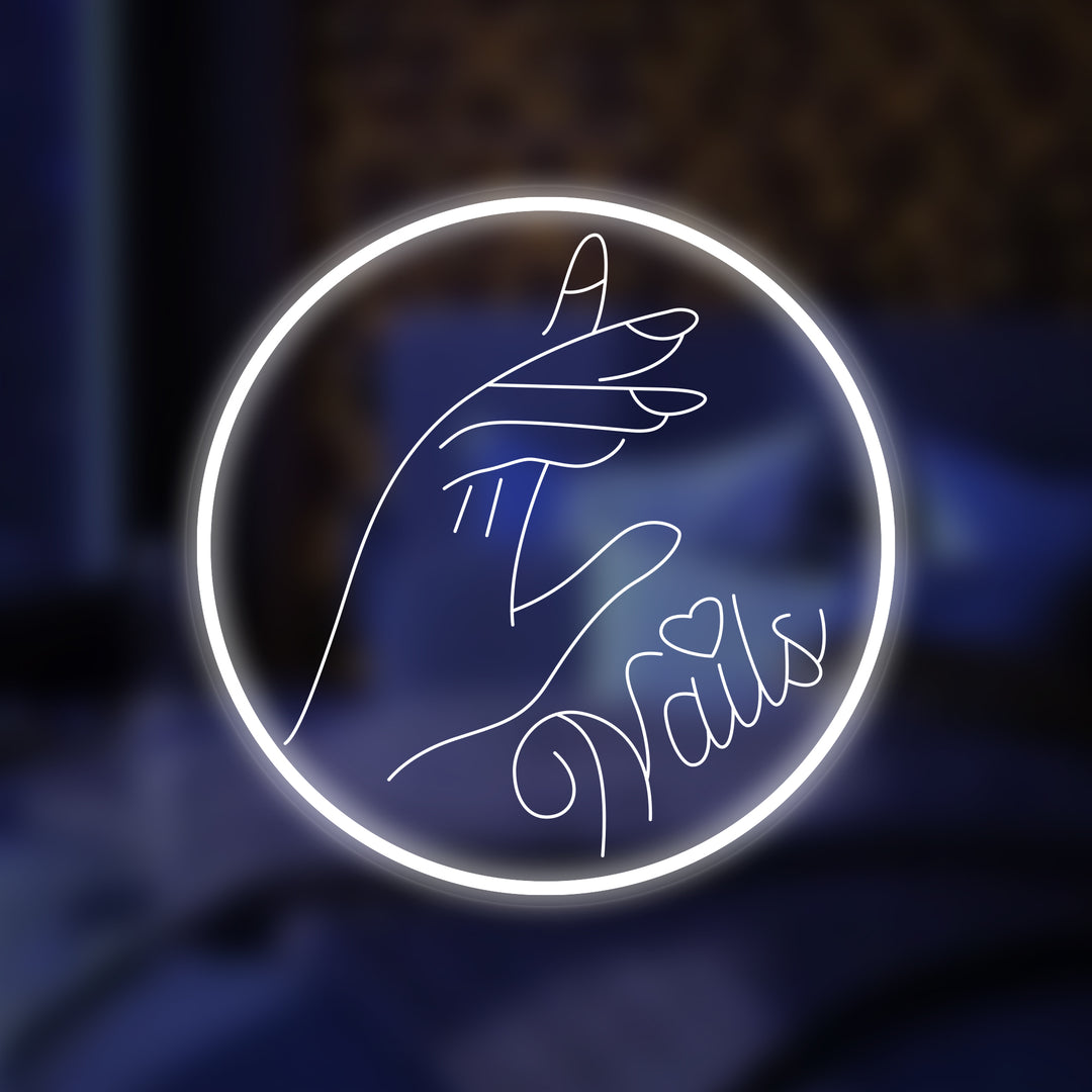 "Nails, 3D Grabado, mano" Mini Letreros Neon