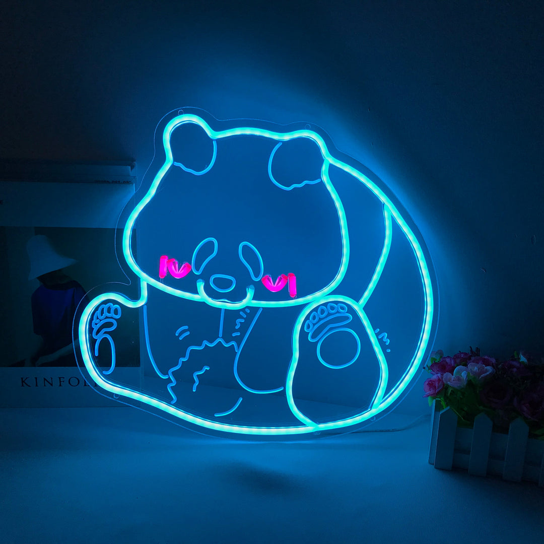 "Panda, Dibujo animado" Mini Letreros Neon