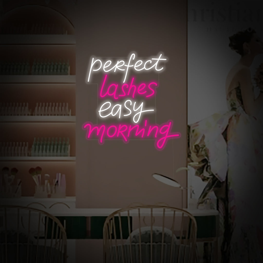 "Perfect Lashes Easy Morning" Letreros Neon