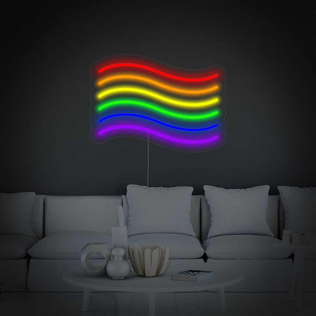 "Bandera Arcoíris Orgullo Lgbt Única" Letreros Neon
