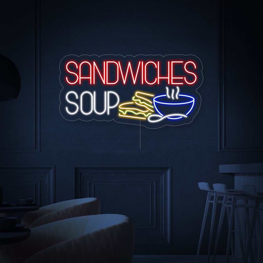 "SANDWICHES SOUP" Letreros Neon