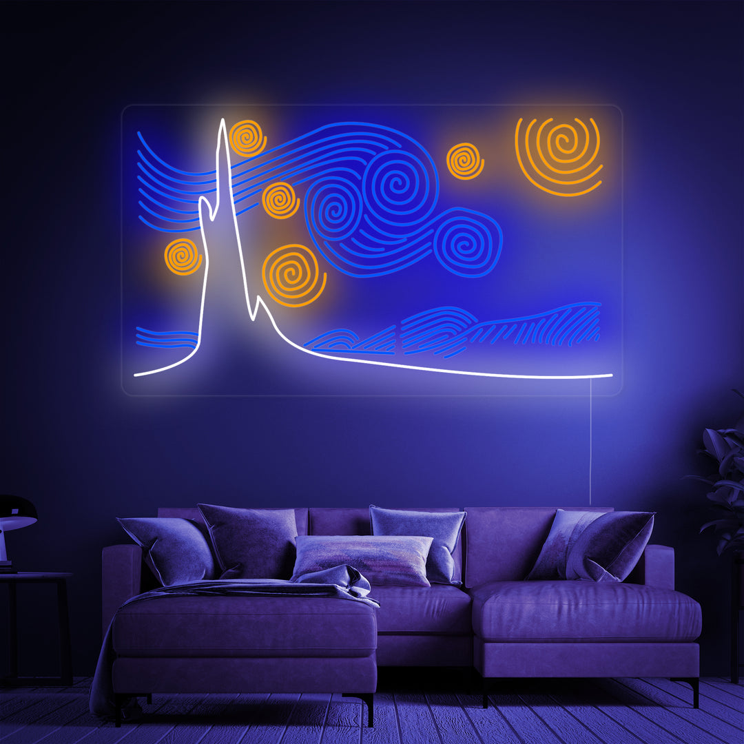 "La Noche Estrellada Vincent Van Gogh" Letreros Neon
