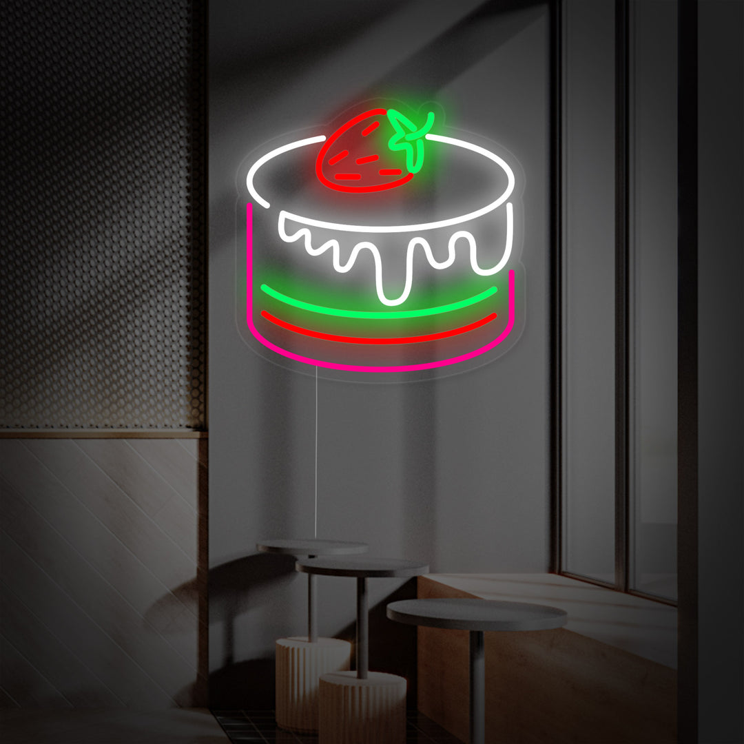 "Strawberry Cake Cafe Bakery" Letreros Neon