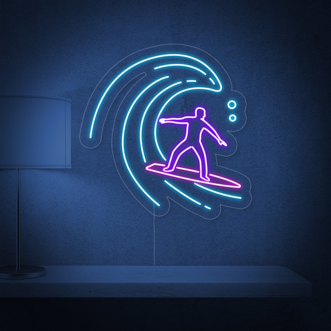 "Surfista En La Ola Del Océano" Letreros Neon