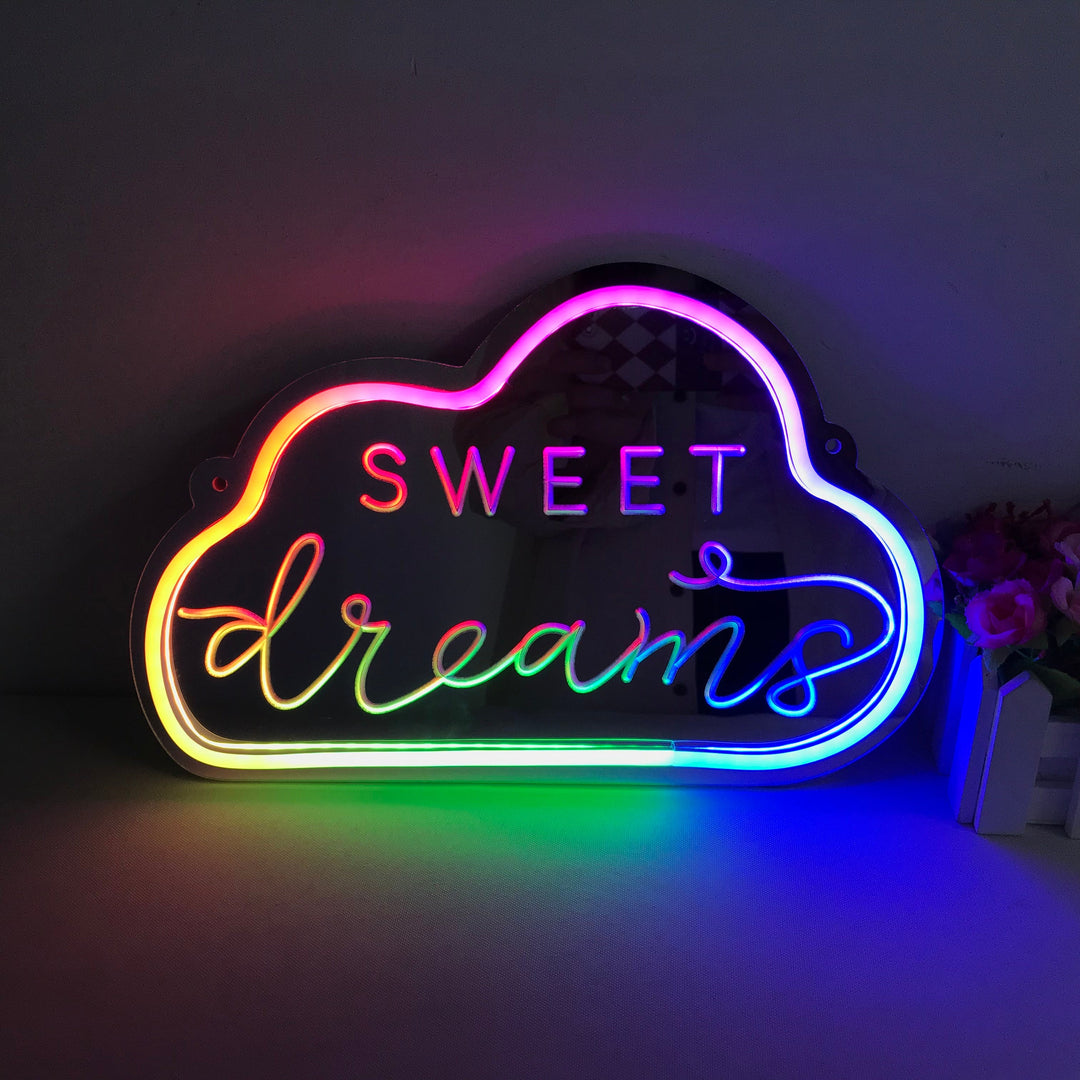 "Sweet Dreams, Cambio De Color Soñador" Espejo con Letreros Neon