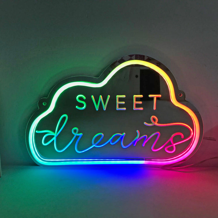 "Sweet Dreams, Cambio De Color Soñador" Espejo con Letreros Neon