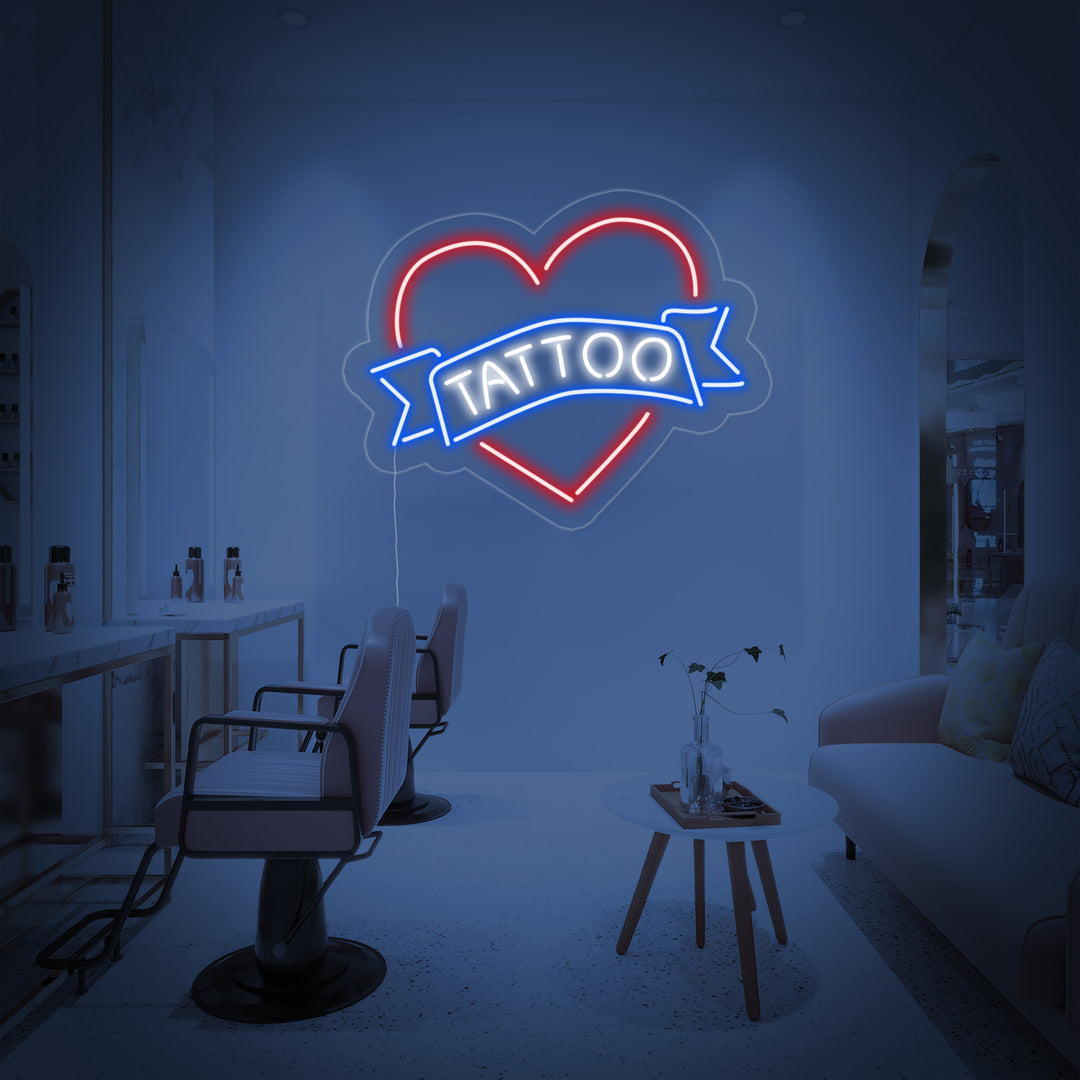 "Tattoo, Corazón" Letreros Neon